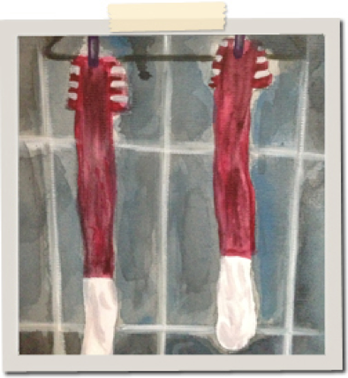 Artistic representation of Alby's socks is by Marcela Ordonez